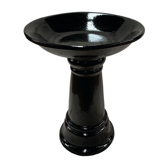 59cm Bird Bath Black Glazed