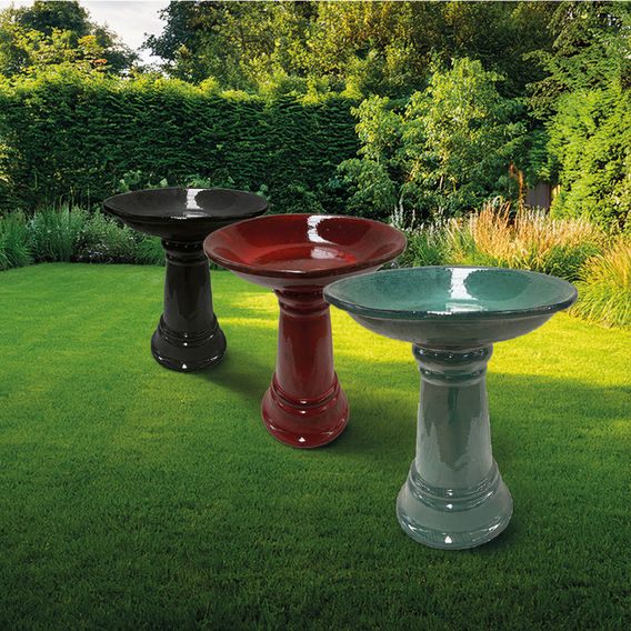 59cm Bird Bath Forest Green Glazed 59cm Bird Bath Forest Green Glazed