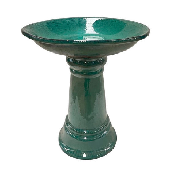 59cm Bird Bath Forest Green Glazed