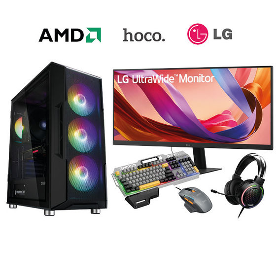 AMD Ryzen 5 5600X Gaming PC & 29in Monitor Bundle AMD Ryzen 5 5600X Gaming PC & 29in Monitor Bundle