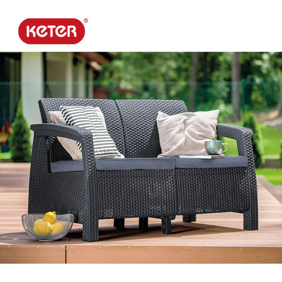 Keter Corfu 2 Seater Charcoal