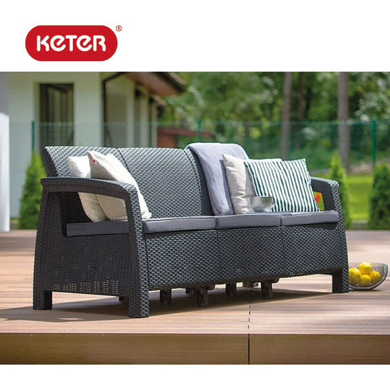 Keter Corfu 3 Seater Charcoal Keter Corfu 3 Seater Charcoal