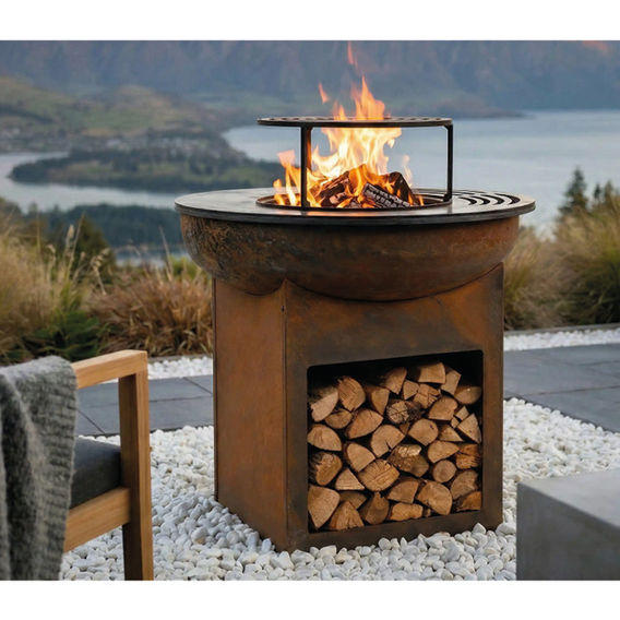 Caldera Corten Steel Fire Pit & Grill