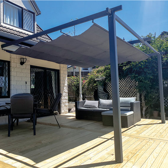 Wall Mounted Pergola w/Retractable Canopy 3m x 4m Wall Mounted Pergola w/Retractable Canopy 3m x 4m