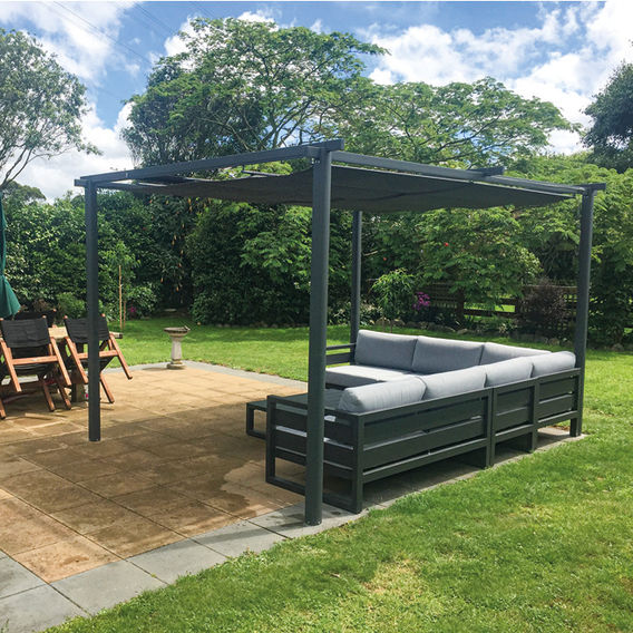 Freestanding Pergola w/Retractable Canopy 3m x 4m