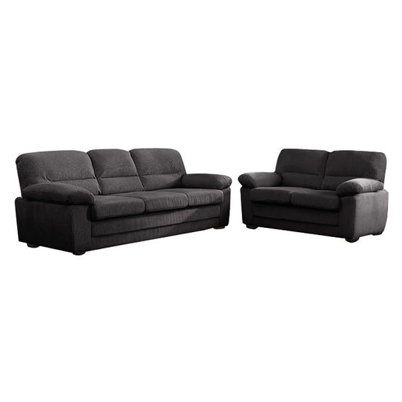 Lincole Corduroy 3 Seater + Loveseat Sofa Set - Dark Grey Lincole Corduroy 3 Seater + Loveseat Sofa Set - Dark Grey