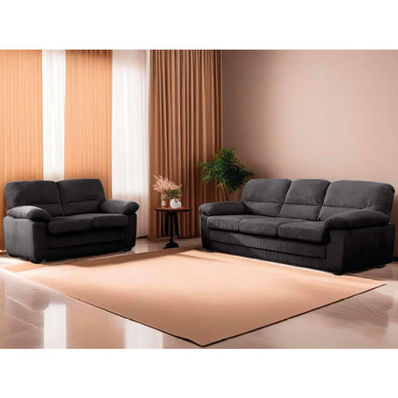 Lincole Corduroy 3 Seater + Loveseat Sofa Set - Dark Grey
