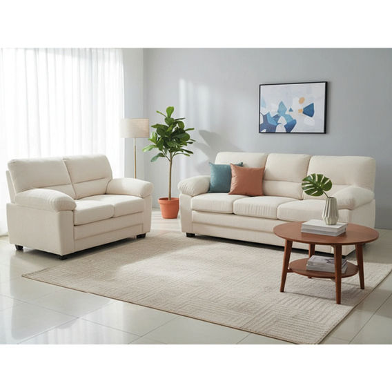Lincole Corduroy 3 Seater + Loveseat Sofa Set - Beige Lincole Corduroy 3 Seater + Loveseat Sofa Set - Beige