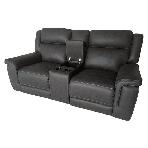 Coleman 2 Seater Electric Recliner w/ Console - Supertek Charcoal