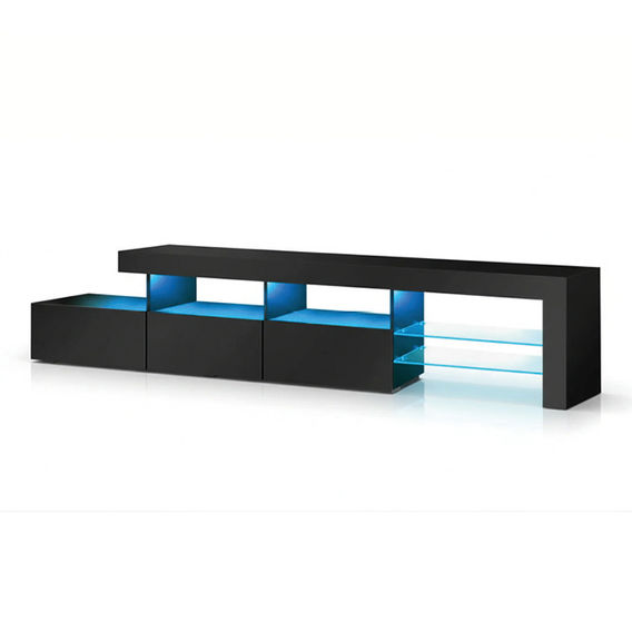 2.2m Piano Black Entertainment TV Unit with LED 2.2m Piano Black Entertainment TV Unit with LED