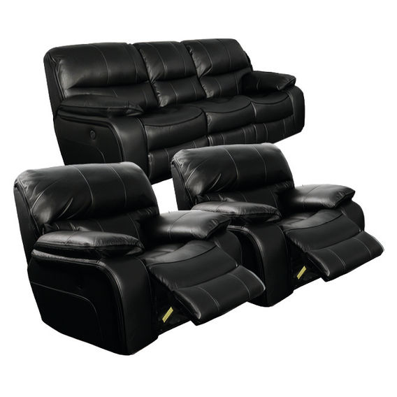 The Boss Bundle - 3 Seater + 2 Recliners - Black The Boss Bundle - 3 Seater + 2 Recliners - Black