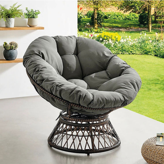 Papasan Swivel Wicker Chair - Grey Papasan Swivel Wicker Chair - Grey