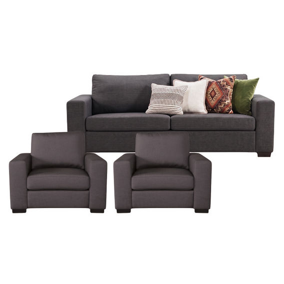 Zahra 3 Seater & 2 Chairs Bundle - Dark Grey Zahra 3 Seater & 2 Chairs Bundle - Dark Grey