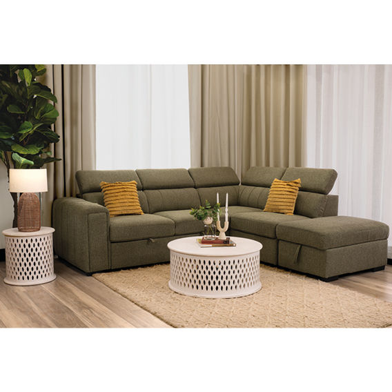 Odelia Corner Sofabed with RHF Storage Ottoman - Green Odelia Corner Sofabed with RHF Storage Ottoman - Green
