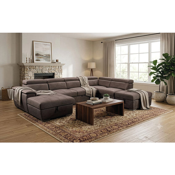 Brighton Corner Sofa Bed with Chaise & Ottoman - Mushroom