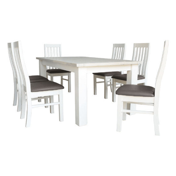 Norway 1800 7 Piece Dining Suite - White Gre