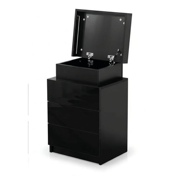 Piano Black Bedside Table With LED Light