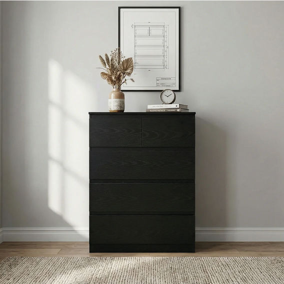 Exclusive 5 Drawer Black Tallboy Exclusive 5 Drawer Black Tallboy