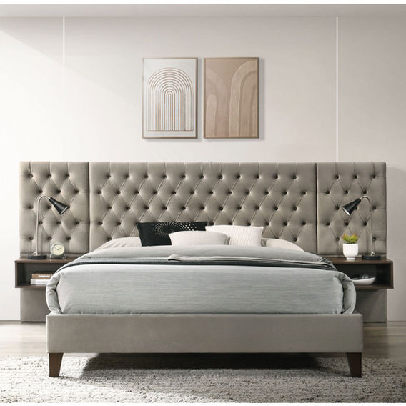 Amara Velvet Bedframe with 2 Bedside Tables - King