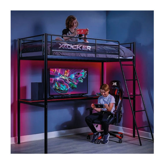 X Rocker HQ High-Sleeper Gaming Bed with Desk & Mattress Bundle X Rocker HQ High-Sleeper Gaming Bed with Desk & Mattress Bundle