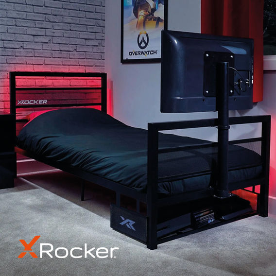 X Rocker Oracle Neo Fibre Single Gaming Bed LED & Mattress Bundle