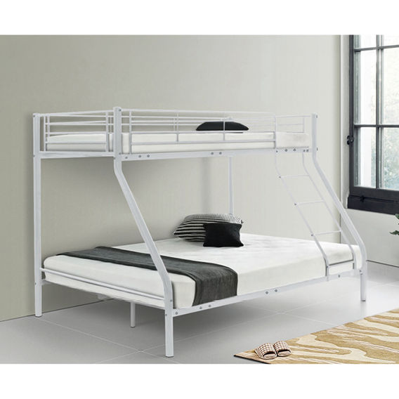 Triple Bed Bunk & Mattress Combo - White Triple Bed Bunk & Mattress Combo - White
