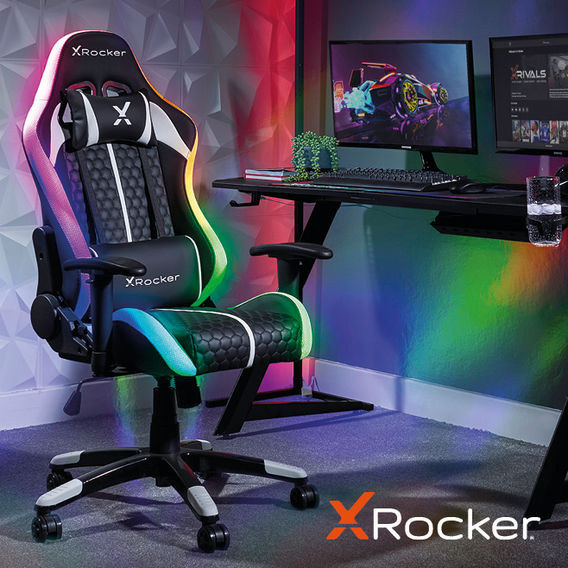 X Rocker Arteon Junior Esports Gaming Office Chair with RGB Neo Motion Sync LED - Black/White X Rocker Arteon Junior Esports Gaming Office Chair with RGB Neo Motion Sync LED - Black/White