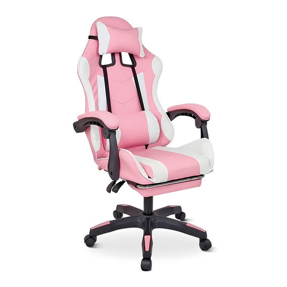 Deluxe Gaming Chair with Footrest - Pink Deluxe Gaming Chair with Footrest - Pink