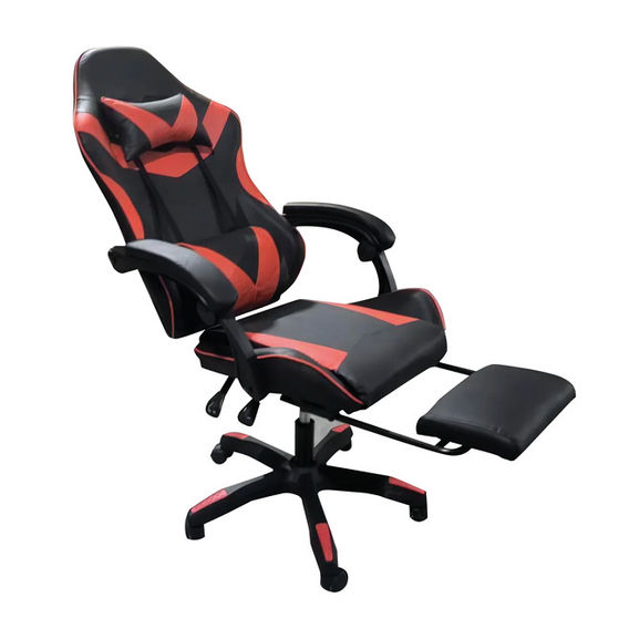 Deluxe Gaming Chair with Footrest - Red