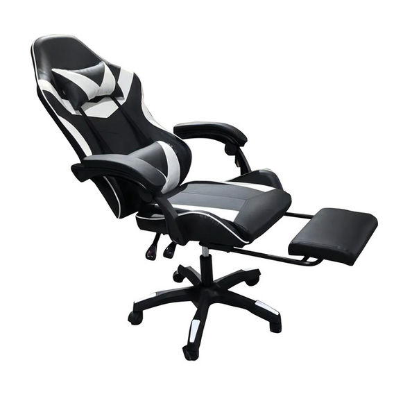 Deluxe Gaming Chair with Footrest - White Deluxe Gaming Chair with Footrest - White