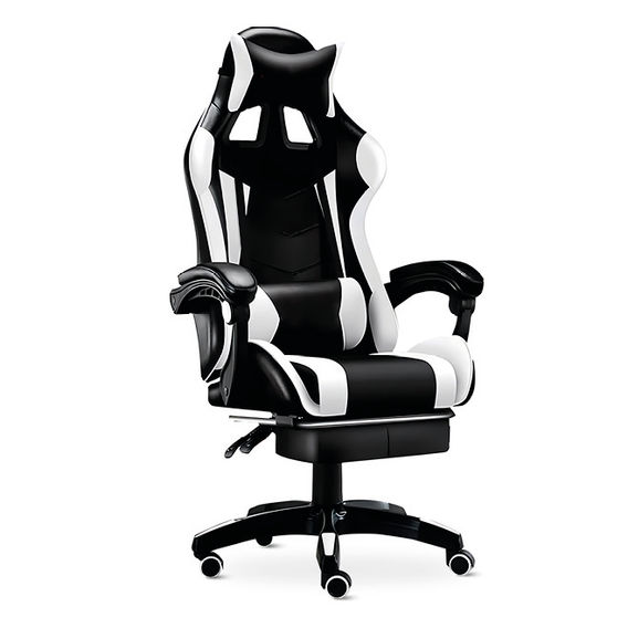 Deluxe Gaming Chair with Footrest - White Deluxe Gaming Chair with Footrest - White