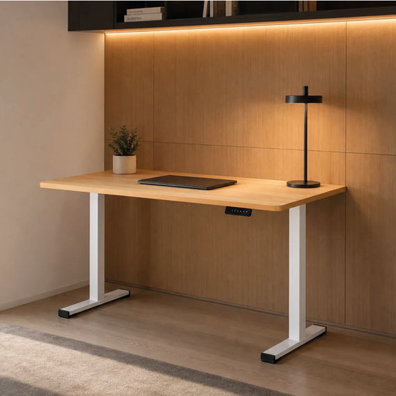 1.2m Height Adjustable Desk - Oak/White