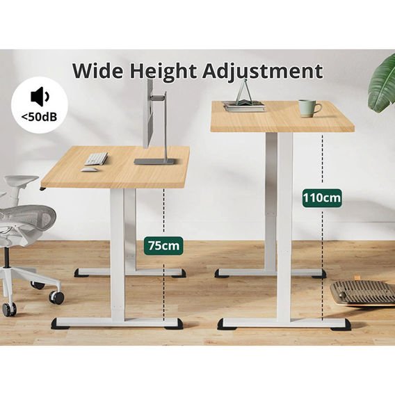 1.2m Height Adjustable Desk - Oak/White