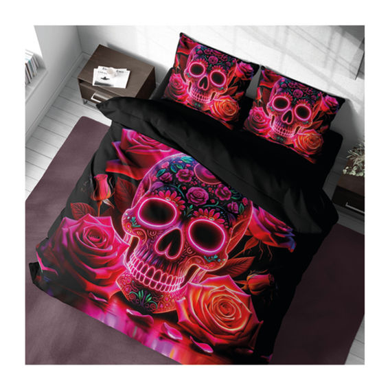 Neon Calavera Quilt Cover Set - Double