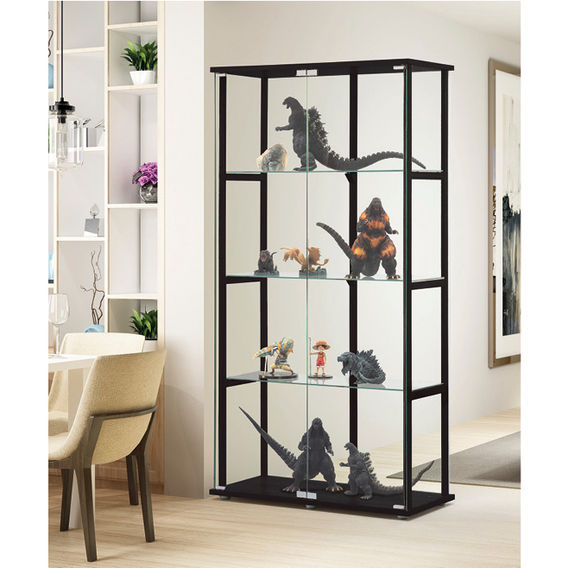 East Glass 4-Tier Display Cabinet Black East Glass 4-Tier Display Cabinet Black