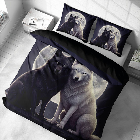 Two Wolves Printed Quilt Cover Bundle - Queen