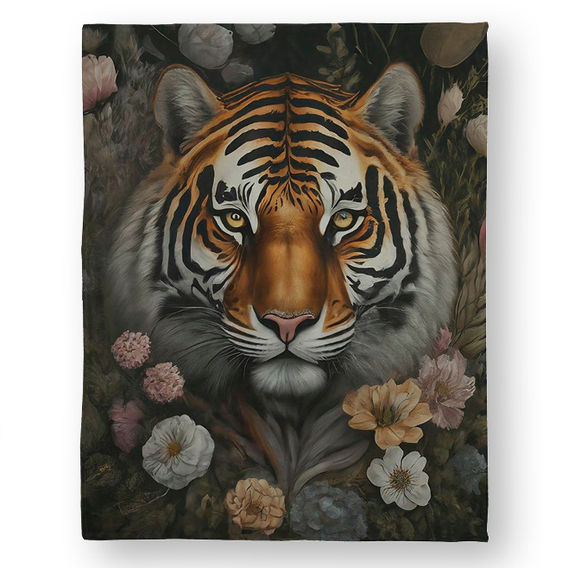 Tiger in Flowers Printed Quilt Cover Bundle - Double Tiger in Flowers Printed Quilt Cover Bundle - Double