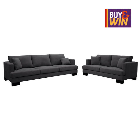 Gemma 3-Seater + 2-Seater Lounge Suite in Charcoal Gemma 3-Seater + 2-Seater Lounge Suite in Charcoal