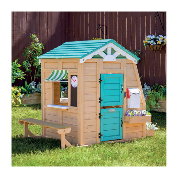 Gardenia Outdoor Wooden Playhouse, Tan & Green