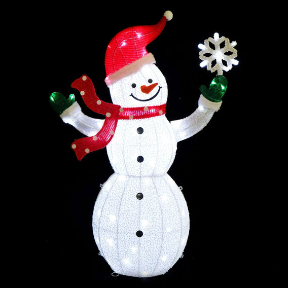 LED Mesh Snowman with Snowflake 120cm